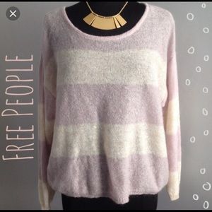 Free People Lavender and Cream Sweater